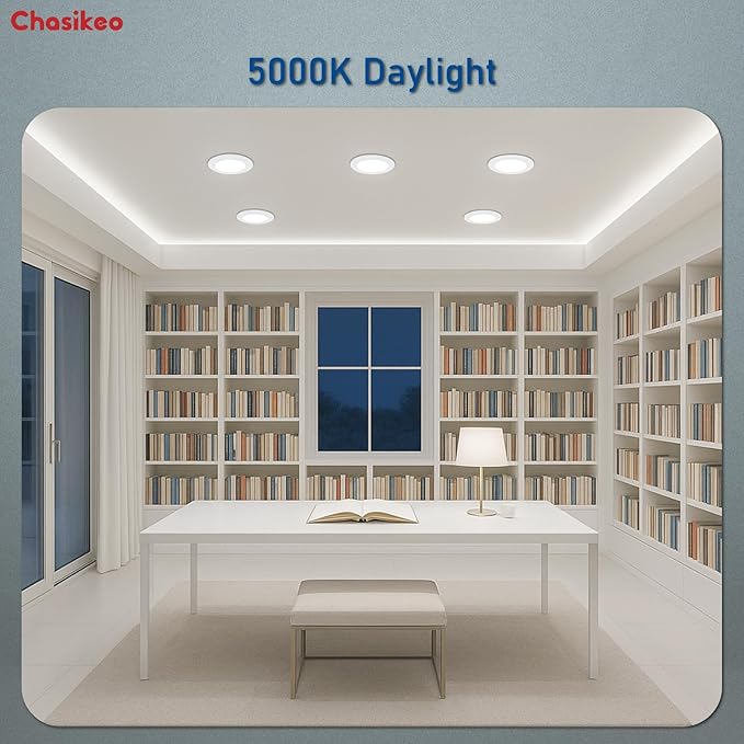 12 Pack 6 Inch LED Disk Lights, Dimmable Flush Mount Ceiling Disc Lights, 5000K Daylight White, 14.8W, 1150LM, UL/FCC/Energy Star, Installs with J-Box or Recessed Can