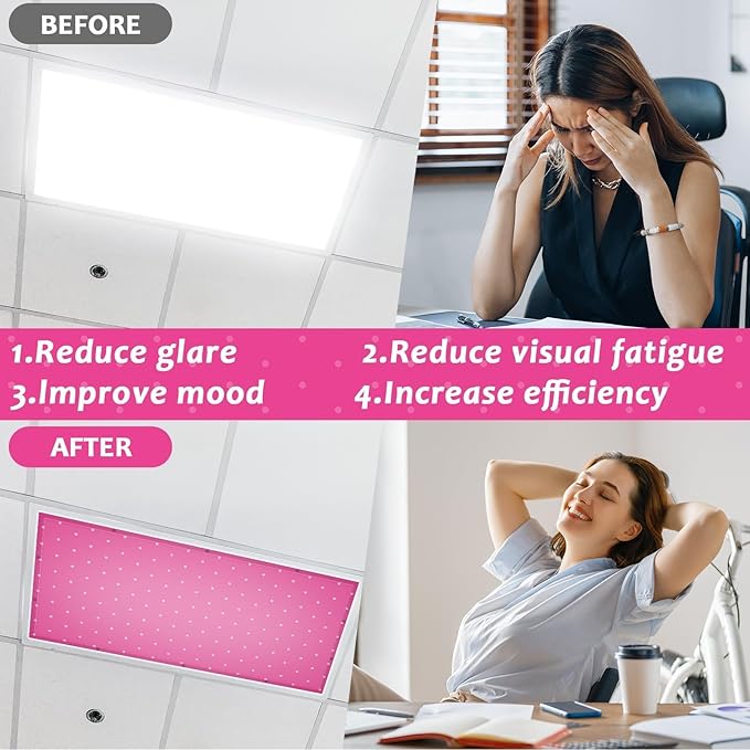 QOUBAI 8 Pcs Fluorescent Light Covers, 4x2 Feet Magnetic Light Cover Fluorescent Lights Shade Panel Positive Inspirational Ceiling Lights Filters for Office Classroom Home Drop Ceiling Plaid
