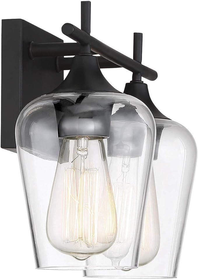 Savoy House 8-4030-2-13 Octave Bohemian Clear Glass Bathroom Vanity Wall Light, 2-Light 120 Total Watts, 10" H x 14" W, English Bronze