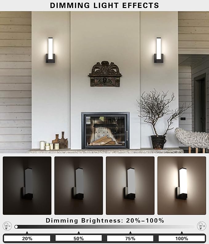 Dimmable Wall Lights for Bedroom Modern Black Indoor LED Hallway Sconces Corner Light 12" Inch Height 12W 4000K Bedside Stair Sconces Wall Lighting Lamps 110V AC.