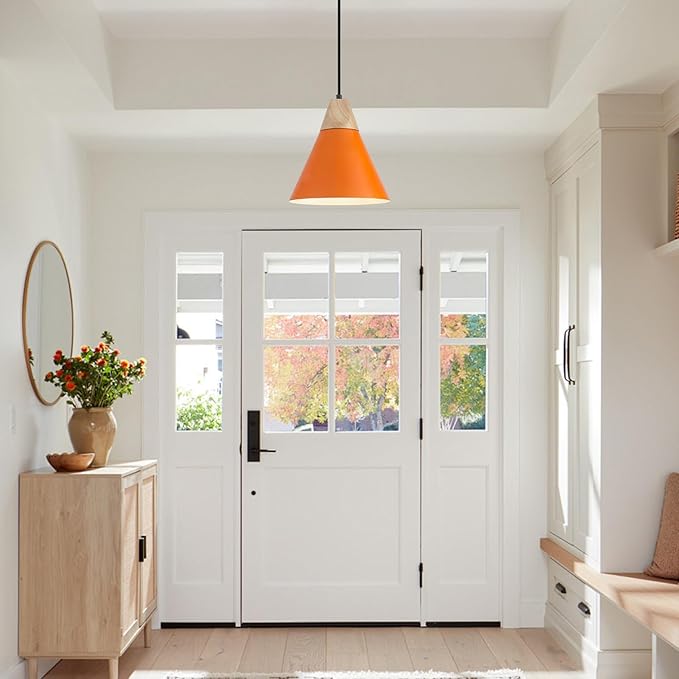 Orange Plug in Pendant Light, 2 Pack 9.4inch Hanging Lights with Plug in Cord 14.7 ft, Hanging Pendant Light, Hanging Lamp Plug in for Bedroom Living Room Kitchen Island