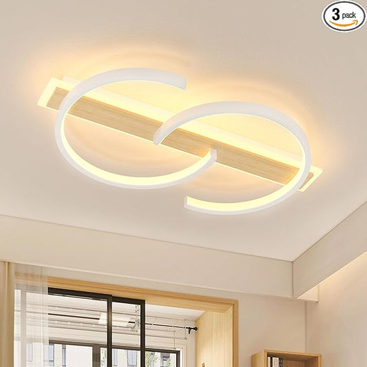 19.7" LED Ceiling Light, Flush Mount Ceiling Light with Remote Control,45W Bamboo Ceiling Light Fixture Dimmable 3000-6000K, Modern Light fixtures Ceiling for Bedroom Living Room Dining Room