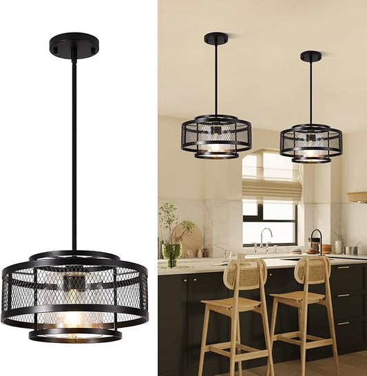 13" Modern Pendant Lights Kitchen Island, Black Pendant Light Fixtures Farmhouse Kitchen Island Lighting, Industrial Hanging Pendant Lights Fixture for Kitchen Island Dining Room Hallway Entryway