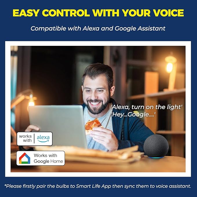 Lightinginside E12 Smart Light Bulbs 60W Equiv., Work with Alexa/Google Home/SmartLife, 500LM 6W RGBCW Candle Candelabra LED Light Bulbs, No Hub Required, 2.4G WiFi Bluetooth Bulb, ETL Listed, 6PCS