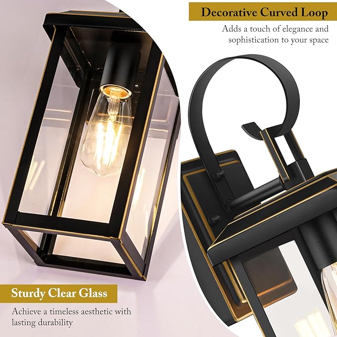 BesLowe 2-Pack Outdoor Wall Light Fixtures, 15" Exterior Lighting Fixtures Wall Mount, Waterproof Porch Lights Outdoor Wall Sconces Lanterns, Modern Outside Lights for House Front Door Garage, Bronze