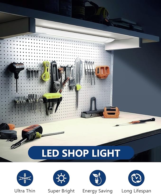 Sararoom 3FT LED Shop Fixture 30W Tube, 3600lm, 6500K Cold White, 90cm 35.4inch Garage Closet Ceiling Light for Office Home Basement, No Plug, No Ground Wire