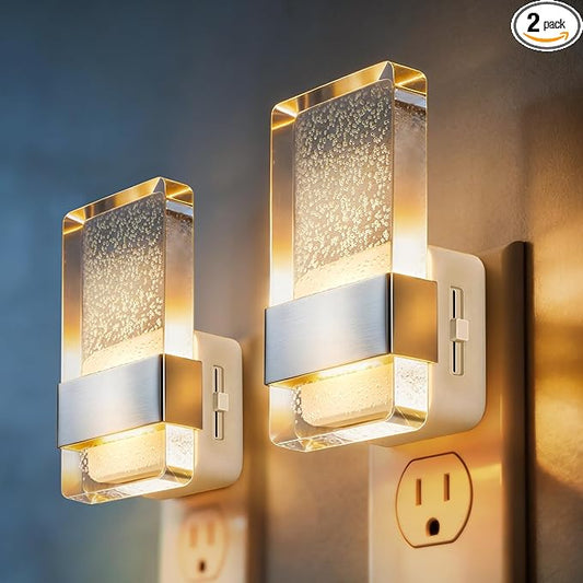 DORESshop LED Night Lights Plug into Wall [2 Pack], 0-100LM Dimmable Nightlight, Bubble Decorative Night Light, Dusk to Dawn Sensor, Wall Sconce-Style Design Nightlights for Bathroom, Hallway, Gift