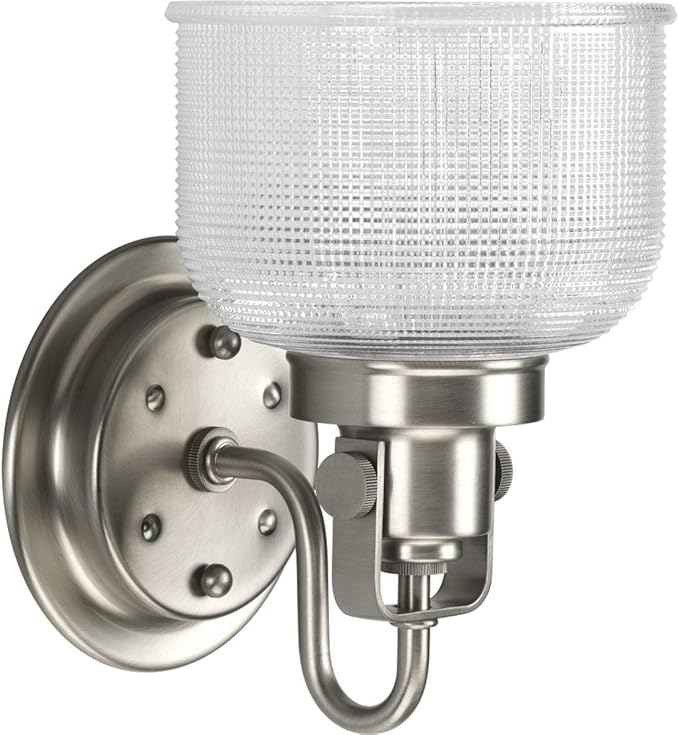 Progress Lighting P2989-81 Archie Collection Clear Double Prismatic Glass Coastal Bath Vanity, 1-Light, Antique Nickel