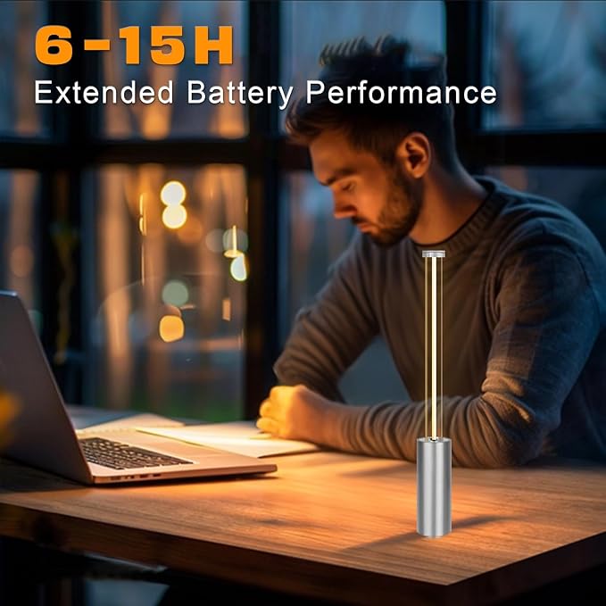 Cordless Lamp Small Lamps For Small Spaces Rechargeable Battery Operated Lights Mini Touch Lamp Mood Lighting Mood Lighting Portable Camping Lanterns For Dining Bar Patio Bedside Bookshelf (Silver-)