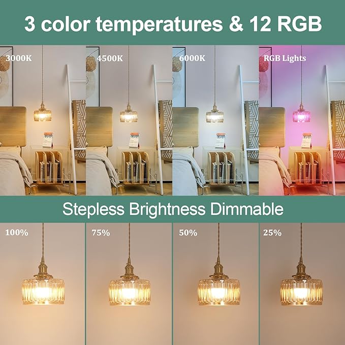 Shenmoyl Battery Operated Pendant Light 5000mAh Rechargeable Chandelier with Remote Control Wireless Adjustable Hanging Amber Striped Light for Kitchen Island Dining Room Hallway, 2 Pack