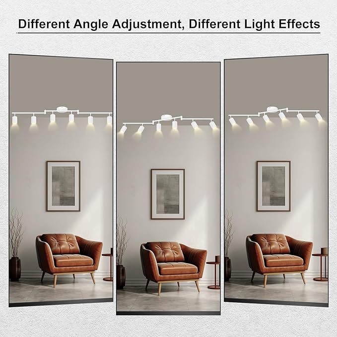 AUQUEE 6 Light Track Lighting Fixtures Ceiling, Matte White Kichen Track Lighting Fixtures with Rotatable Light Heads, Foldable Lamp Arms, Modern LED Track Lights for Kitchen/Hallway, No GU10 Bulb