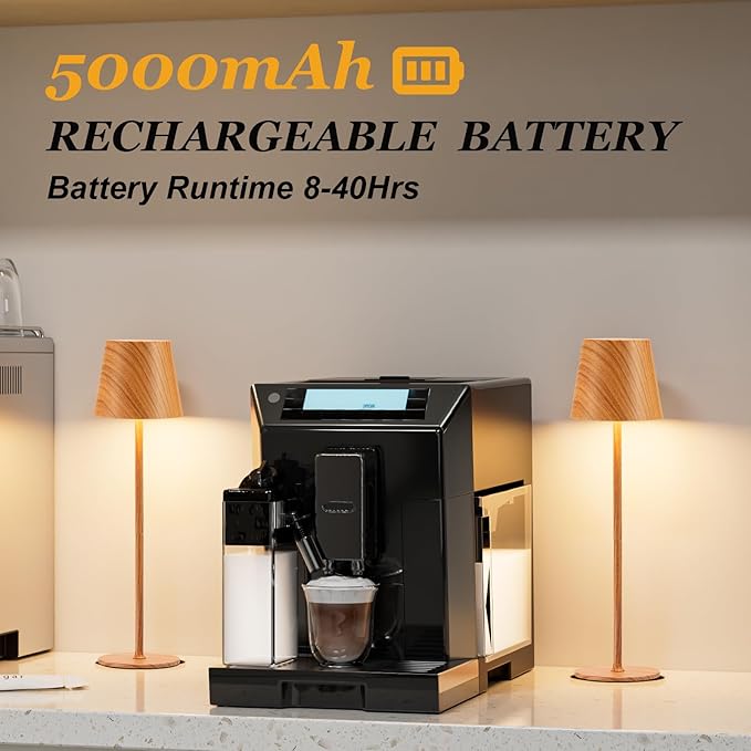 Kakanuo Cordless Table Lamp Rechargeable - Wood Grain 2 Pack 5000mAH Battery Operated Lamp for Counter, 3 Color Stepless Dimming Wireless Lamp for Dining Kitchen, Outdoor Patio, Touch Control