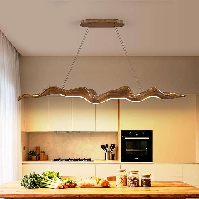 63in Linear Chandelier with Remote,Modern Resin Ceiling Pendant Lights for Dining Room Adjustable Color Temperature,Island Lighting Hanging Light for Kitchen,Living Room