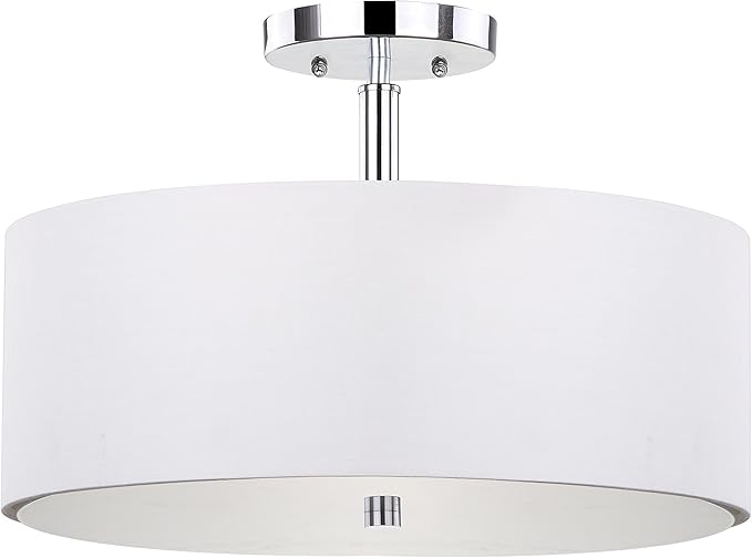 SAFAVIEH Lighting Collection Clara Chrome 16-inch Diameter Semi Flush Mount Ceiling Light Fixture (LED Bulbs Included)