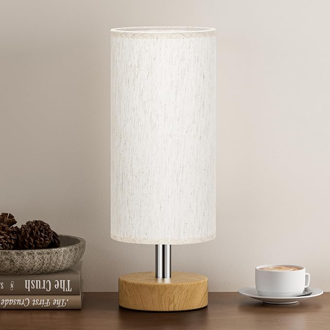 PartageiZ Small Table Lamp for Bedroom - Bedside & Desk Lamp, Minimalist Nightstand Light for Kids, Living & Office Room