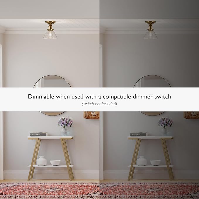 Design House Augustin Ceiling Light, 1-Light, Semi-Flush, Seeded Glass Glow, Dimmable, E26 Socket, Durable Metal Frame, Satin Gold, 7.9 in L x x 7.9 in W x 9.1 in H, 589069-SG