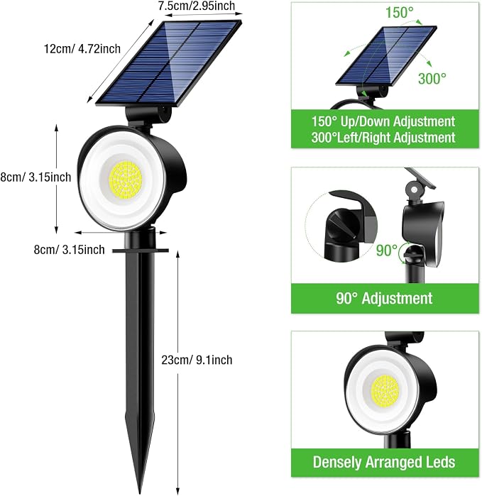 nipify 10 Pack Solar Spot Lights Outdoor Waterproof with 3 Modes, Solar Spotlight Light for Outside Yard Landscape Lighting Pathway Lights Wall,Warm White