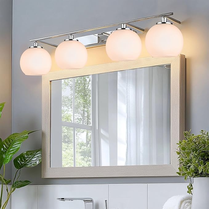 2 Pack Lamp Globe Glass Shade, White Frost Glassshade Covers Replacements for Light Fixtures, 1.65 Inch Fitter Globes Lampshades for Wall Sconces Chandelier Bath Vanity Lights Pendants