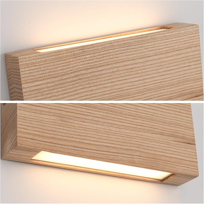 Wood Wall Sconce Indoor Wall Lights Hardwired 2 Pack Up and Down Wall Mount Light for Living Room Bedroom Hallway Lights，wall sconces Set of Two，led Lights for Bed，Light for Bedroom