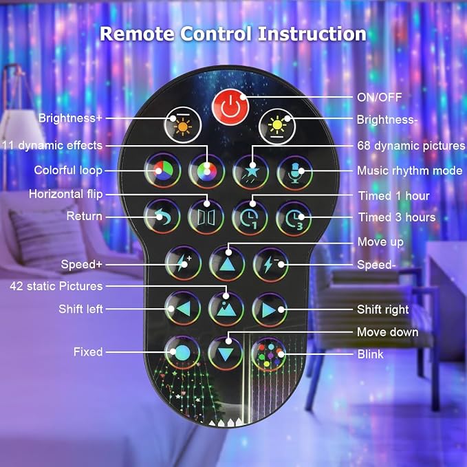 AKEPO Programmable Colorful Smart LED Window Hanging Curtain Lights, IP65 400 RGB LED APP Control DIY Text and Pattern Fairy Lights for Proposal, Wedding Curtain Backdrop, Party, Xmas or Home Decor