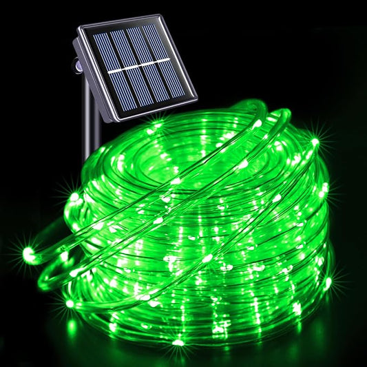 JMEXSUSS Green Halloween Solar Lights, 66 ft 200 LED Rope Lights Outdoor Waterproof, PVC Tube Green Christmas String Lights for Halloween Party Tree Fence Christmas