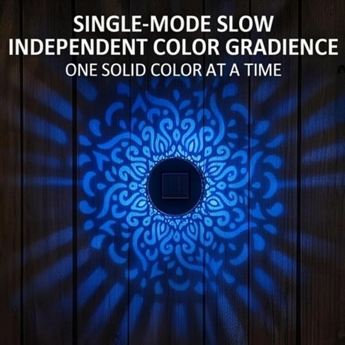 Solar Mandala Lights Outdoor, Decorative Solar Mandala Lights, Waterproof LED Fence Light for Garden Deck Step Yard Decor (2PCS)