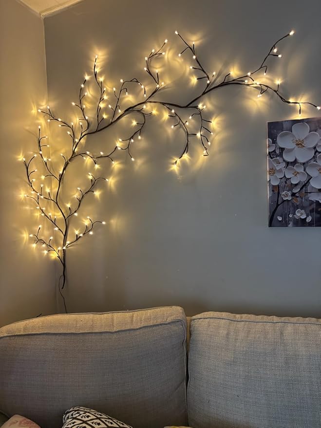 Enchanted Willow Vine Lights for Wall: 7.5FT led Twinkling Tree Branch Light for Living Room and Bedroom Home Decor-Warm White Twinkle Tree Lights Lighted Garland for Halloween Christmas Holiday Decor