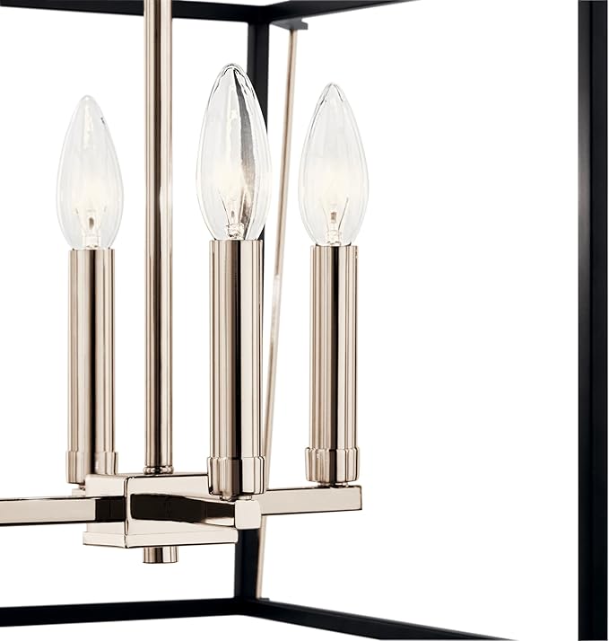 Kichler Eisley 4-Light Foyer Pendant, Soft Modern Light in Polished Nickel and Black, Sloped Ceiling Compatible, for Hallway, Laundry or Mud Room, Kitchen or Bar (21.25" x 1 6" x 16"), 52626PN