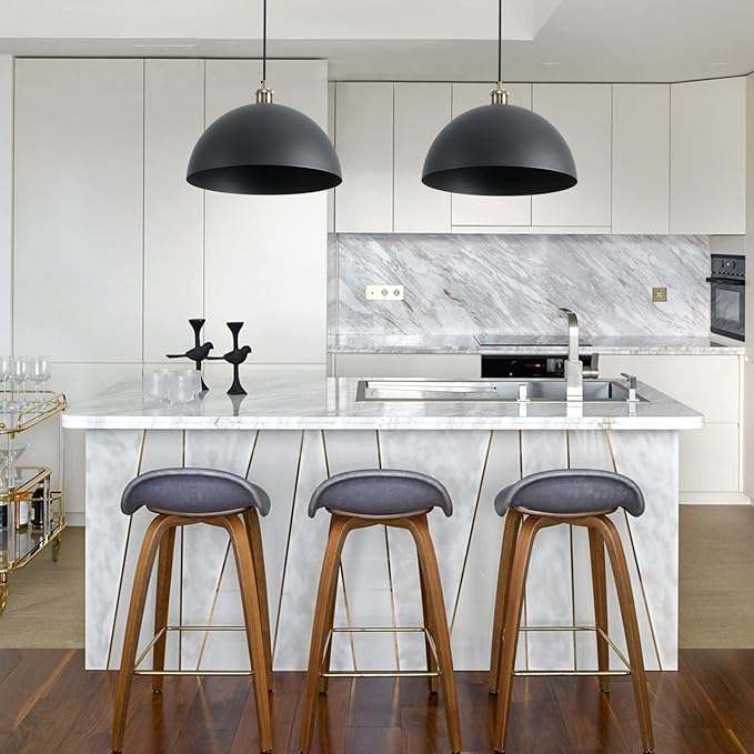 Vintage Black Pendant Light 13.7'' Retro Farmhouse Dome Pendant Lamp Modern Industrial Chandelier for Wire Length 78.74 '' Kitchen Island, Bedroom, Dining Room, Living Room, Hallway