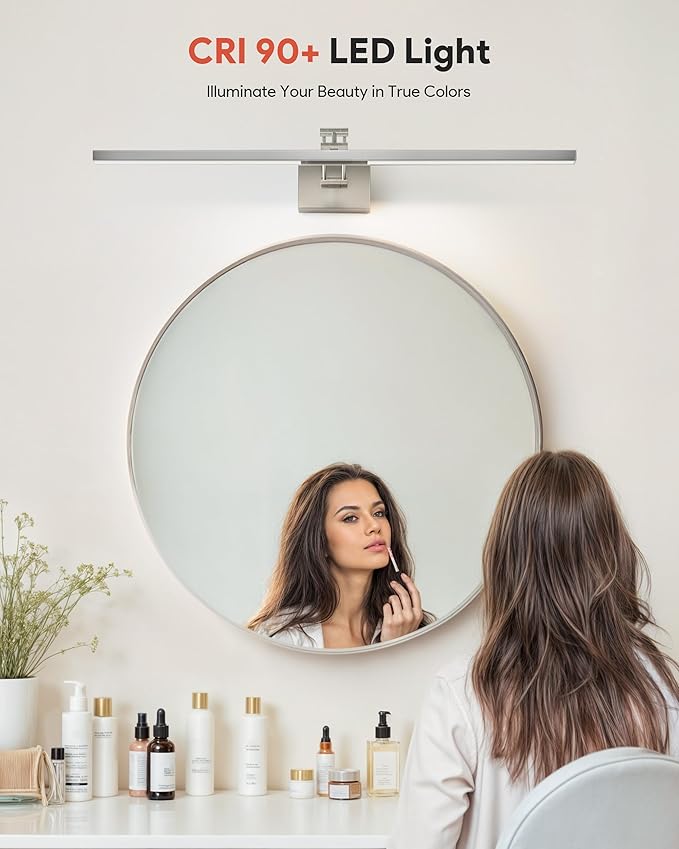 VONLUCE 36" LED Bathroom Vanity Light, 3CCT Modern LED Vanity Lights with 360° Rotatable Head Swing Arm, 15.4W Bathroom Light Fixture Over Mirror, LED Lights for Bathroom Bedroom, Brushed Nickel