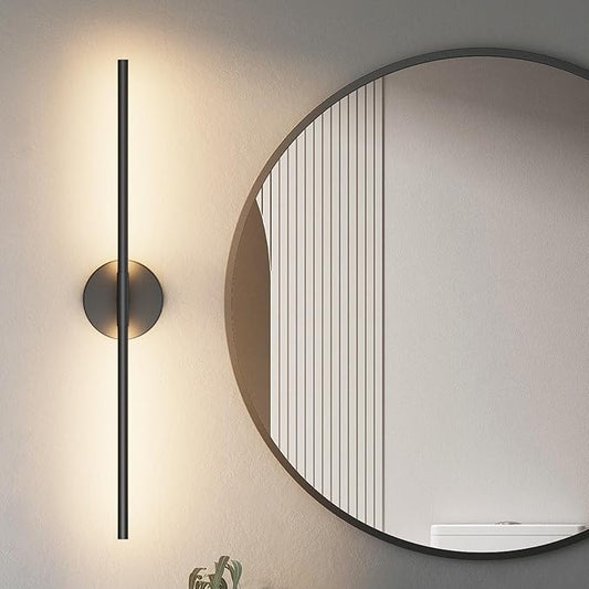 Black Wall Sconce for Bathroom 28In Hardwired Vanity Light Fixture 3000K Indoor Bathroom Sconce Over Mirror 360° Rotate for Living Room