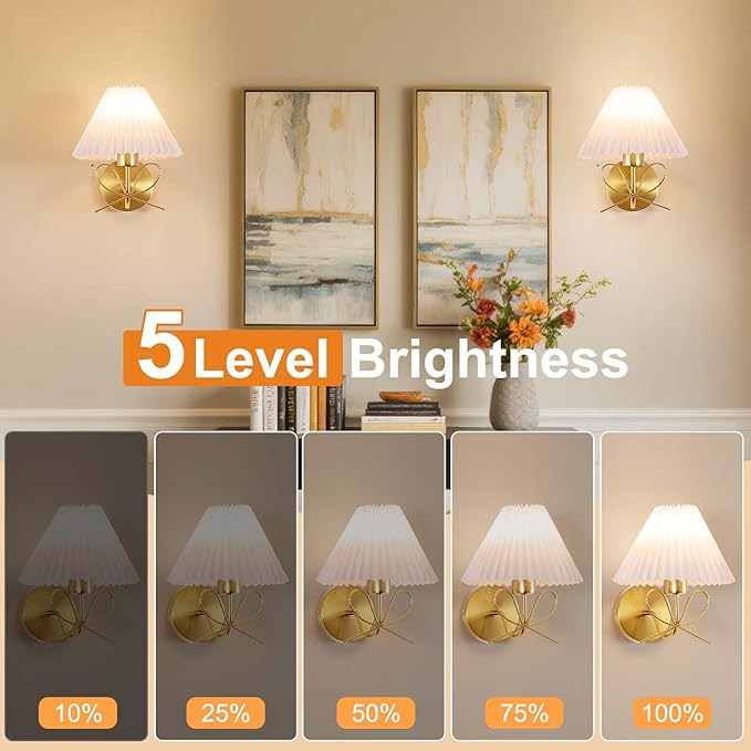 ADISUN Modern Wall Sconce Set of Two, Battery Operated Wall Sconce Remote Control Dimmable Wall Lamp Wireless Sconces for Living Room Bathroom Dining Room Corridor Staircase