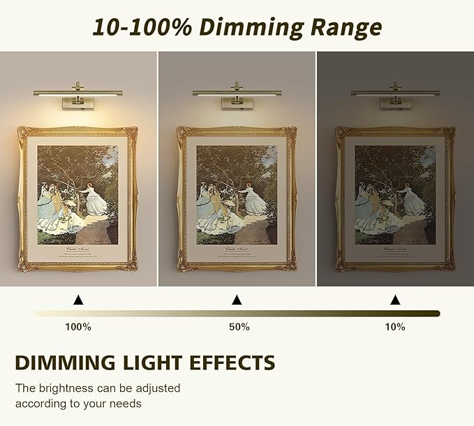 DESOOP Wireless Picture Lights Rechargeable Gallery Lighting Battery Picture Frame Light with Remote and Timer, Adjustable Art Light for Paintings, Portraits, Antique Bronze Finish 16'' Inch 3W 2700K