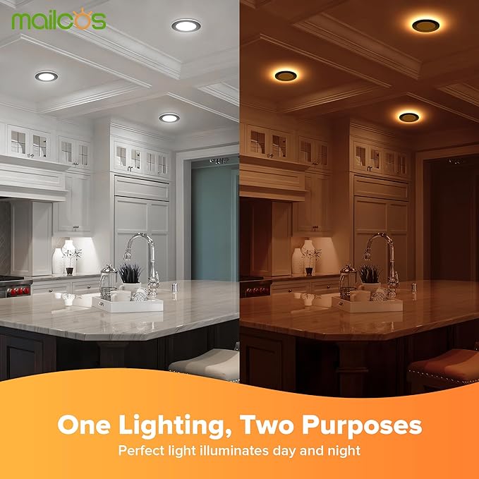 MAILCOS 12 Pack Black 4 Inch 5CCT LED Recessed Ceiling Light with Night Light, 2700K-5000K Selectable, Ultra-Thin Lighting, 9W 810LM, Dimmable Canless Wafer Downlight ETL Certificated