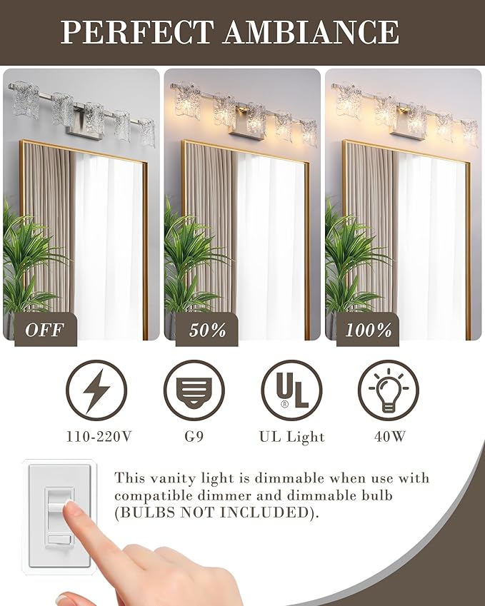 5-Light Bathroom Vanity Light, 31" Brushed Nickel Bathroom Light Fixture Over Mirror with Clear Glass, Modern Bath Wall Sconce Lighting, View Bundled for Installation Tools, OS-MM5002-5BN
