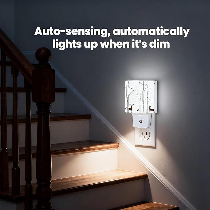 Night Light Plug-in Dusk to Dawn Smart Sensor White Led Nightlight for Bedroom Bathroom Kitchen Hallway Stairs Energy Efficient Decor Desk Lamp