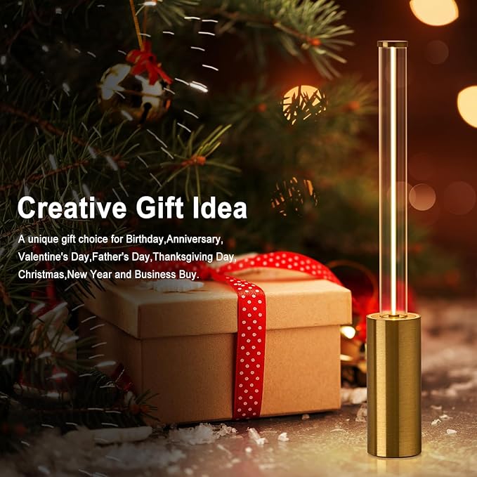 Portable Cordless Lamp, 3-Way Touch USB Rechargeable Battery Operated Table Lamp, Minimalist Small Lamp for Bedside and Kitchen, Ambient Light for Dining and Bar, Gold
