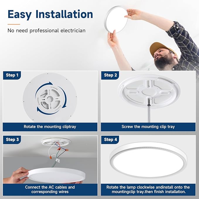 7.5Inch LED Ceiling Lights, 5 Colors Selectable (3000K/3500K/4500K/5000K/6000K) Flush Mount Ceiling Lights, Ultra Thin LED Ceiling Lights Fixtures 0.87Inch for Dinning Room