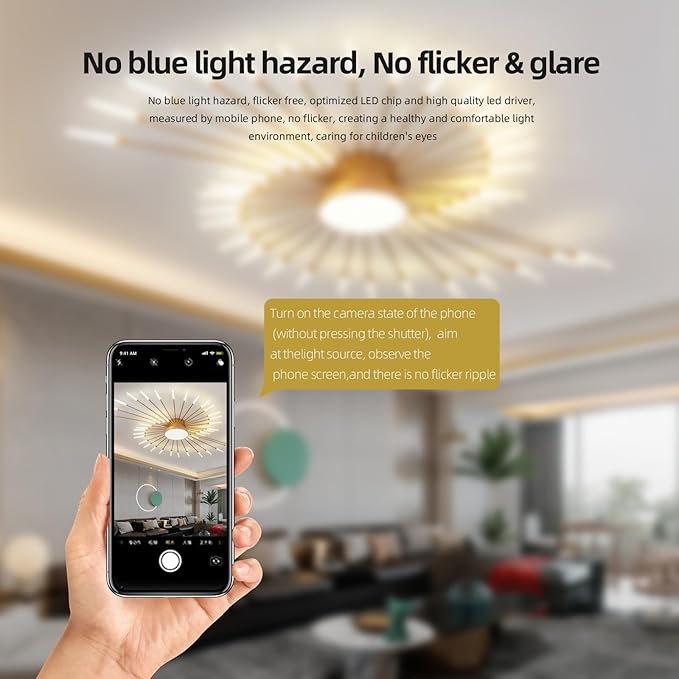 JAYMP 50.4" Ceiling Light Modern Flower Shape Ceiling Lamp for Living Room Dining Room Flush Mount Metal Acrylic Sputnik Firework Petal LED Lighting Fixture (Matte Gold, 42+1 Lights)