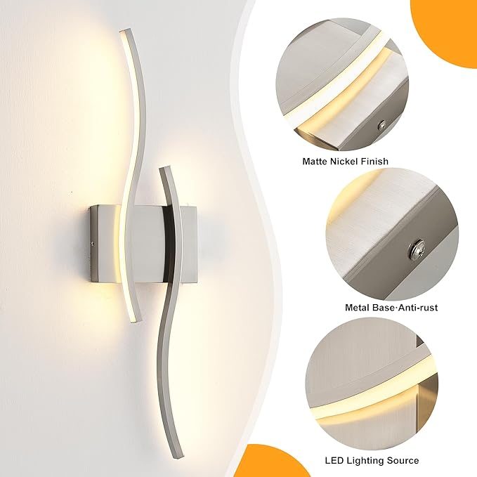 KARTOOSH 2 Pack Bathroom Vanity Lights Fixtures Over Mirror Hardwired Brushed Nickel Wall Lights 3CCT Dimmable LED Bathroom Light Fixtures 23.6 Inch Modern Wall Sconce Picture Lights for Wall