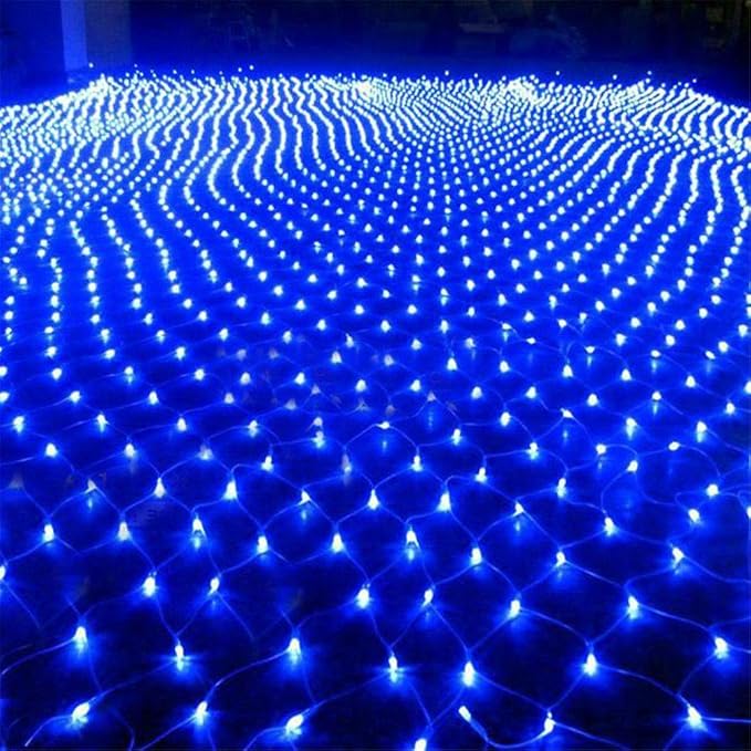 LED Net Mesh String Fairy Lights 204 LEDs, 6.56 Ft x 9.84 Ft,8 Modes, Blue Outdoor Transparency String Lights Waterproof Christmas Decorative Lights for Christmas Tree, Holiday, Party