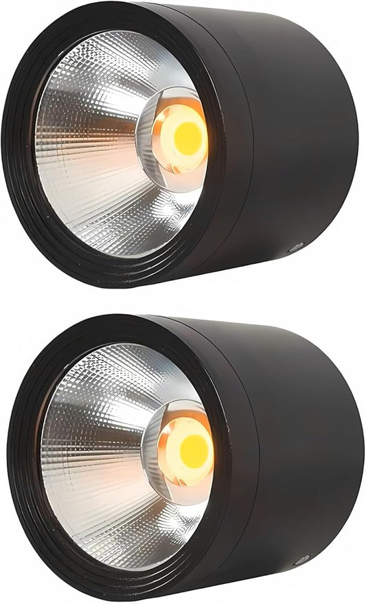 MEGHALI 2-Pack Outdoor Ceiling Light, LED Ceiling Spotlight 18W, Modern Waterproof Flush Mount Downlight, Black Aluminum Exterior Ceiling Lights for Patio Balcony, Warm Light 3000K