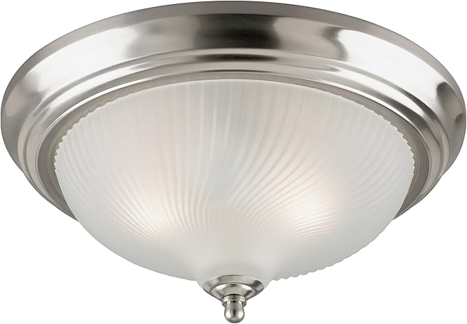 Westinghouse 6430600 Three-Light Flush-Mount Interior Ceiling Fixture, Brushed Nickel Finish with Frosted Swirl Glass