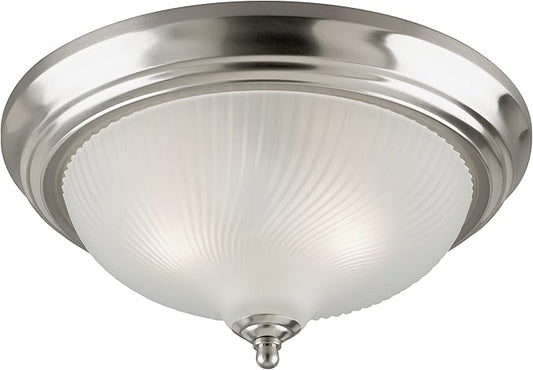 Westinghouse 6430600 Three-Light Flush-Mount Interior Ceiling Fixture, Brushed Nickel Finish with Frosted Swirl Glass