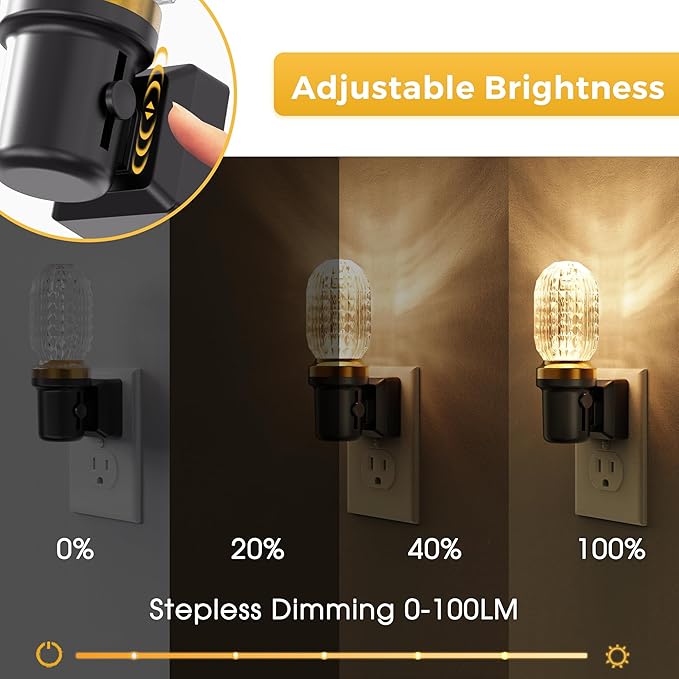 L LOHAS LED Night Lights Plug into Wall, Plug in Night Light with Light Sensor, Dimmable Night Light, 3000K LED Nightlight, Wall Sconce-Style Design Nightlight for Bedroom Bathroom Hallway, 1-Pack