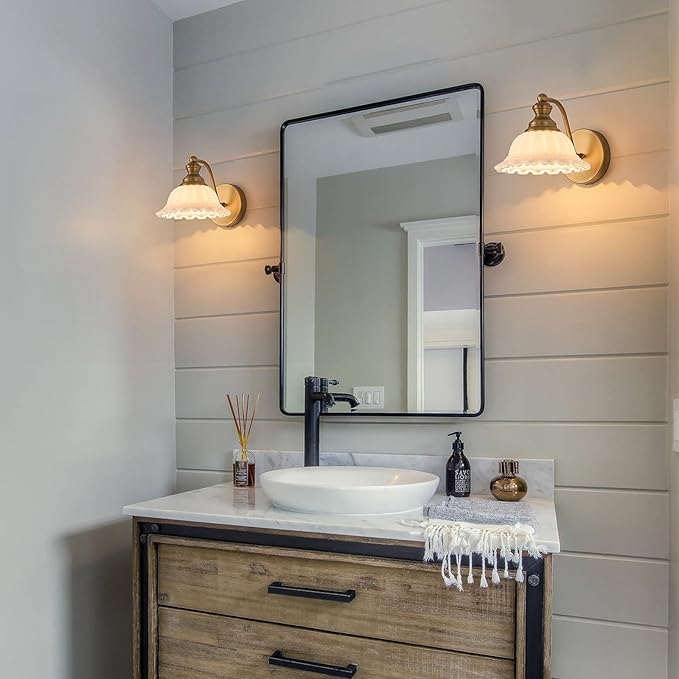 XIEDUN Vanity Light Brass Wall Sconces Vintage Bathroom Sconces