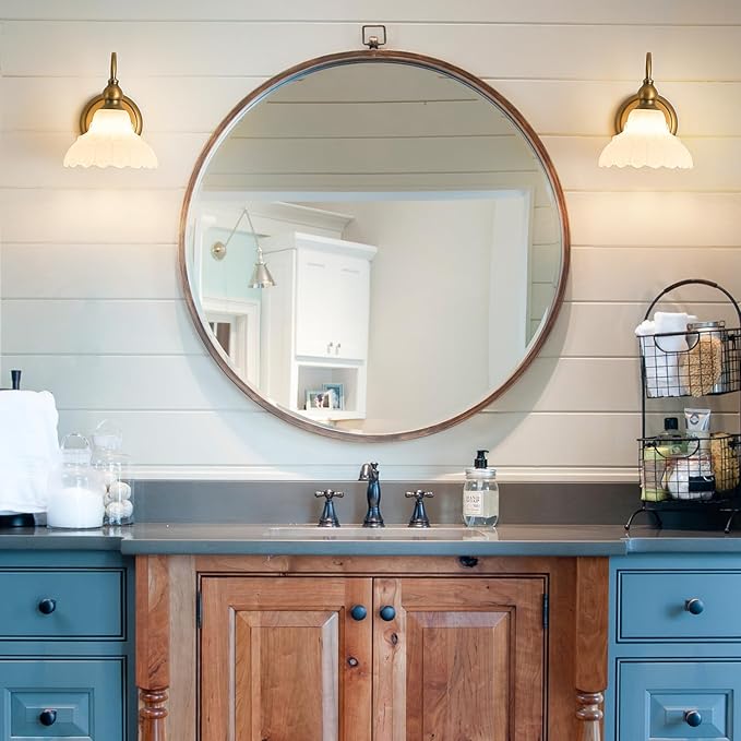 Modern White Glass Bathroom Wall Sconces Bedroom Vintage Wall Sconce Light Wall Light Fixtures for Hallway Kitchen Dress Room