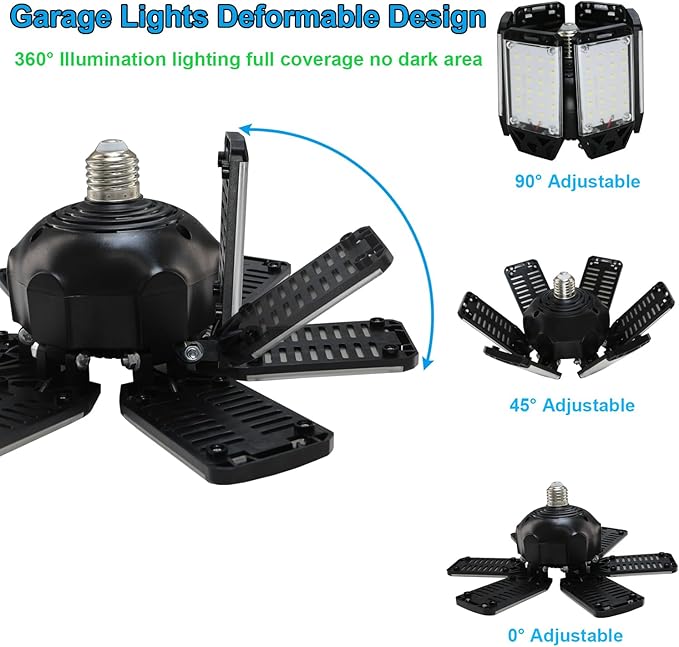 2Pack 160W Garage LED Light - 16000LM, 6+1 Multi-Position Panels, 6500K, Easy-Install, Workshop/Basement Bay Light