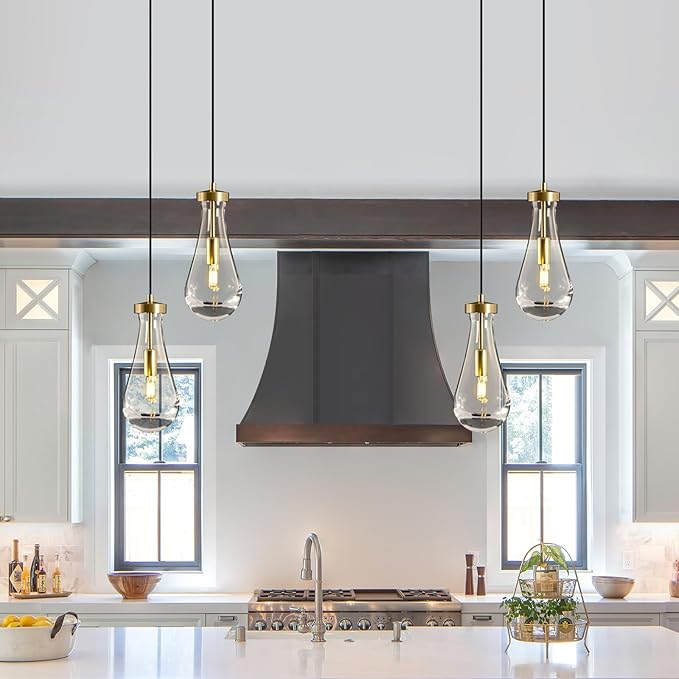 Raindrop Pendant Lights Kitchen Island: Raindrops Crystal Light Fixtures of 2 Lights - Gold Brass Teardrop Lighting over Dining Table - Modern Adjustable Tear Drop Ceiling Pendants Light Bulb Included