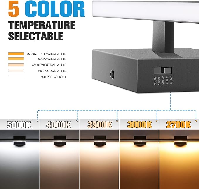 VOLISUN Modern Bathroom Vanity Light 39.4 inch, 24W Dimmable 5CCT Led Bathroom Light Fixture Over Mirror, Black Bar Vanity Light for Bathrooms Mirror Cabinets Bedroom-ETL Certificated